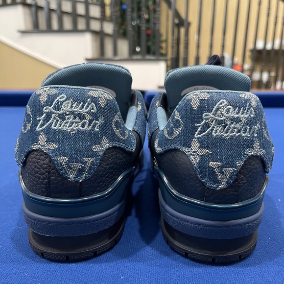 Louis Vuitton LV Trainer Blue Denim Sz 40 Worn 1X - Picture 6 of 8
